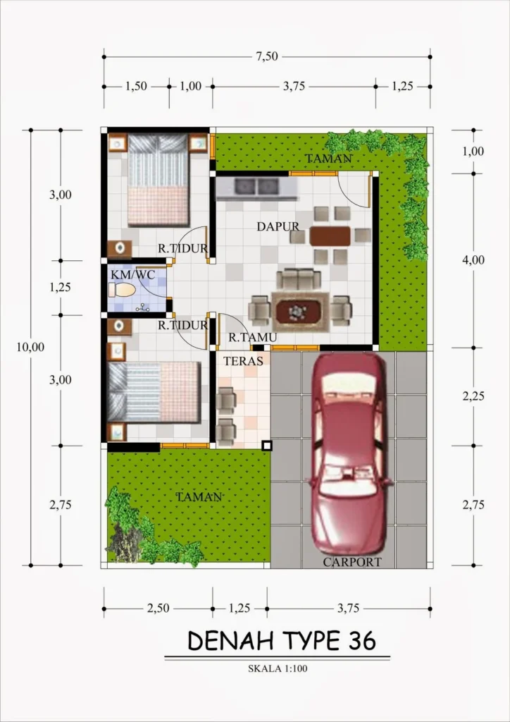 perkiraan batu kumbang untuk rumah tipe 36 per meter persegi | 10 Gambar Denah Rumah Minimalis Type 36 | Rumah Idaman Minimalis