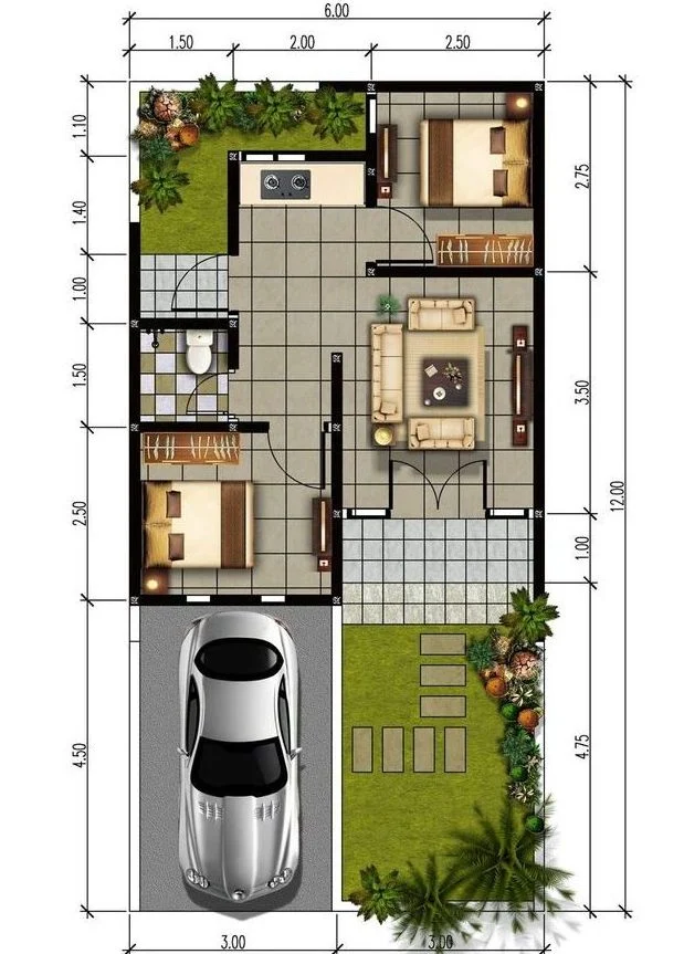perkiraan batu kumbang untuk rumah tipe 36 per meter persegi | 15 Desain Rumah Minimalis Type 36 Serta Denah dan Fasad [Terbaru]